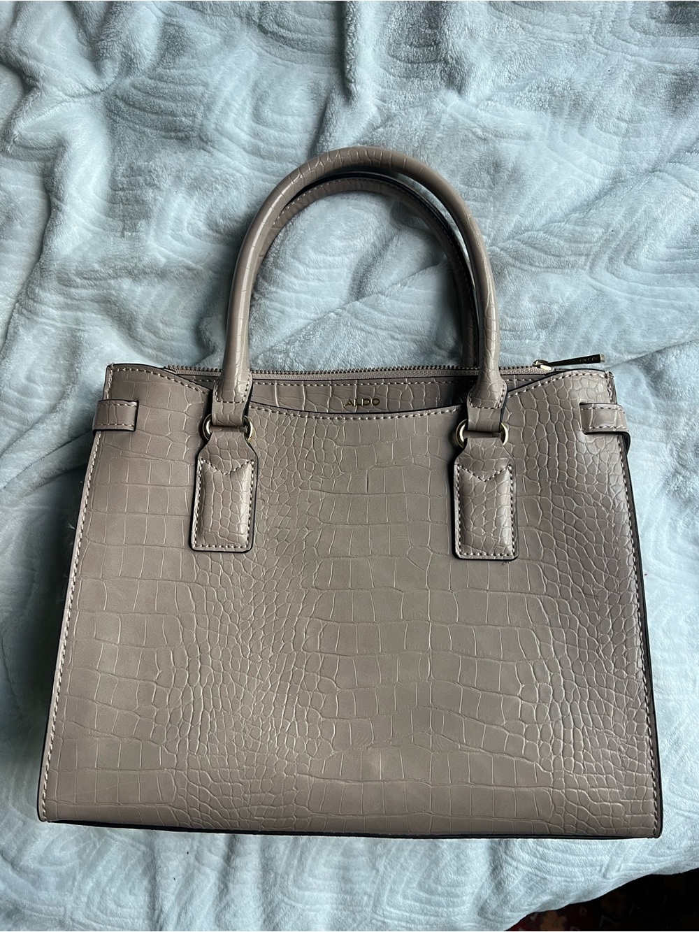 ALDO Taupe Croc-Embossed Satchel